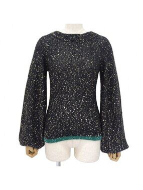 Loewe Mohair Wool Blend Sequin Balloon Sleeve Knit Sweater Black XS